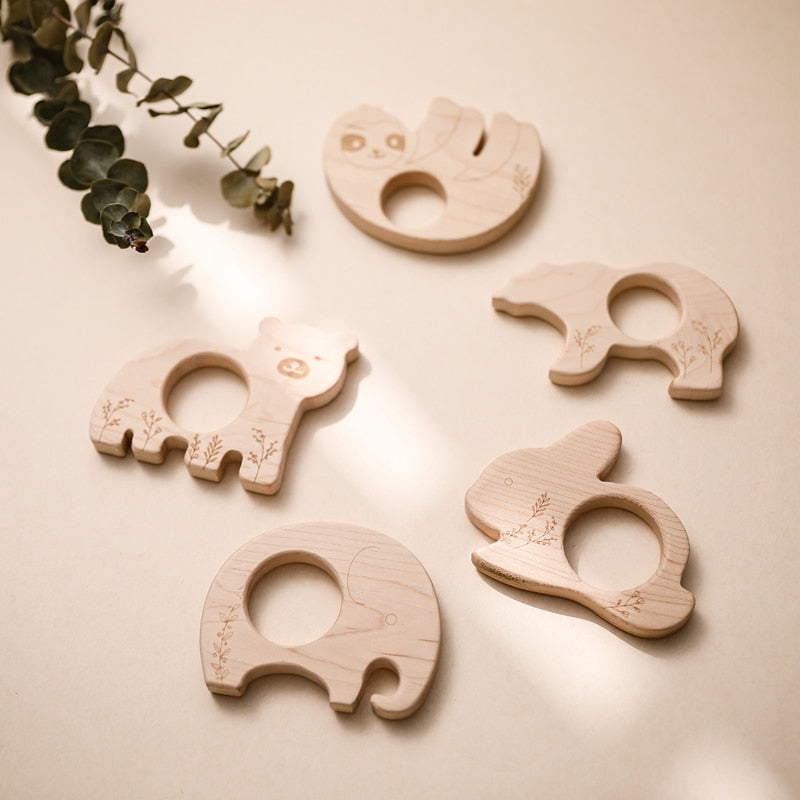 Wooden Animal Teething Ring